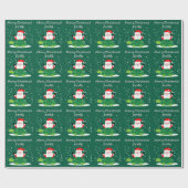 Kerstman met groene schildpad cartoon Kerstmis Cadeaupapier (Vlak)