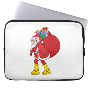 Kerstman met grote gele laarzen laptop sleeve