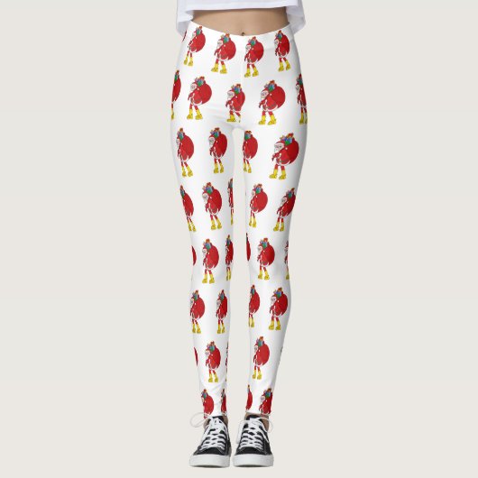 Kerstman met grote gele laarzen leggings (Voorkant)