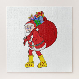 Kerstman met grote gele laarzen legpuzzel
