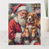 Kerstman met Grote Zwitserse Berghond Kunst Kaart (Voorkant)