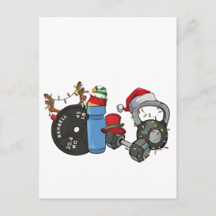 Kerstman met halters in de sportschool Kerstmis Uitnodiging Briefkaart