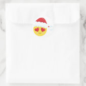 Kerstman met hart-ogen Emoji Kerstmis Ronde Sticker (Tas)