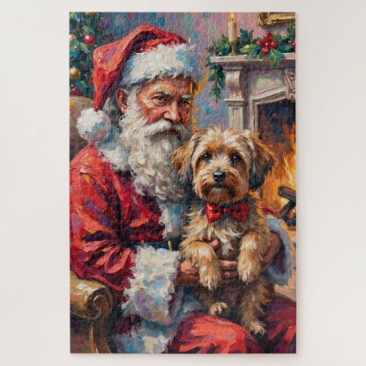 Kerstman met Havanese Kerst Kunst Legpuzzel (Verticaal)