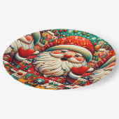 Kerstman met heldere kleuren en speelgoed papieren bordje (Gekanteld)