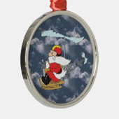 Kerstman met helikopterversier metalen ornament (Rechts)