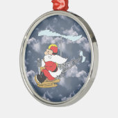 Kerstman met helikopterversier metalen ornament (Links)