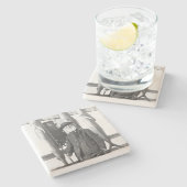 Kerstman met hengel Kerstmis Stenen Onderzetter (Zijkant)