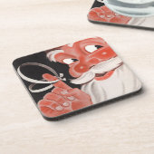 Kerstman met Herinneringsstring op Vinger Bier Onderzetter (Linkerzijde)