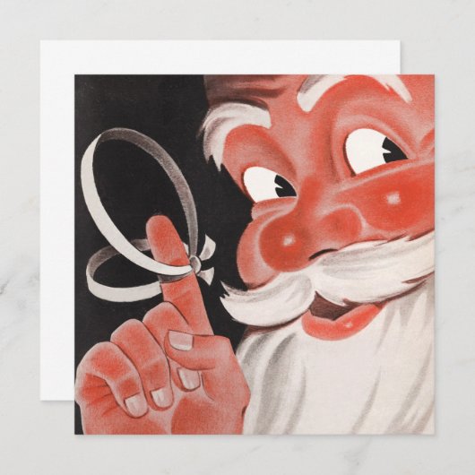 Kerstman met Herinneringsstring op Vinger Feestdagenkaart (Voorkant / Achterkant)