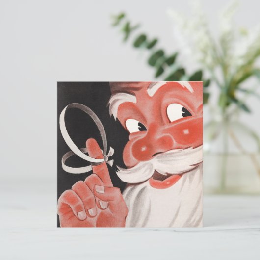  Kerstman met Herinneringsstring op Vinger Feestdagenkaart (Staand voorkant)