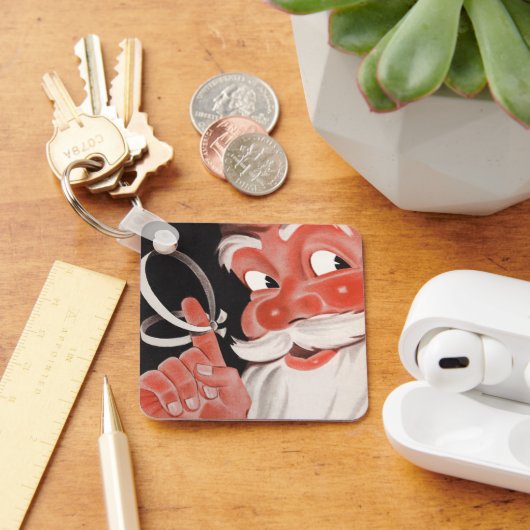Kerstman met Herinneringsstring op Vinger Sleutelhanger (Bureau)