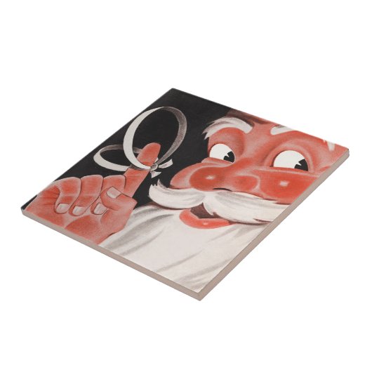  Kerstman met Herinneringsstring op Vinger Tegeltje (Zijkant)