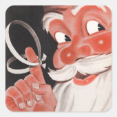  Kerstman met Herinneringsstring op Vinger Vierkante Sticker (Voorkant)