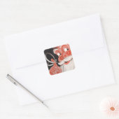  Kerstman met Herinneringsstring op Vinger Vierkante Sticker (Envelop)