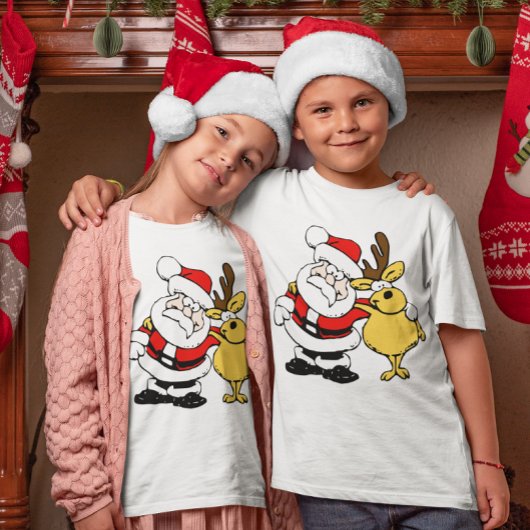 Kerstman met herten beste vrienden Kinder T-shirt