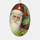 kerstman met Holly Berries Keepomwille Keramisch Ornament (Links)