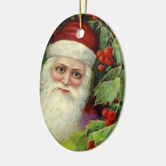  kerstman met Holly Berries Keepomwille Keramisch Ornament (Links)