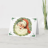  Kerstman met Holly Feestdagen Kaart (Voorkant)