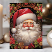  Kerstman met Holly Floral Christmas Feestdagen Kaart