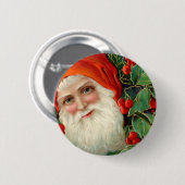 Kerstman met Holly Kerstmis Ronde Button 5,7 Cm (Voorkant /achterkant)