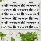 Kerstman met hondenslee in de Arctic Kitchen Handd Theedoek (Gevouwen)