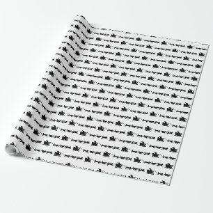 Kerstman met hondenslee in de Arctic Lino Print Cadeaupapier