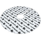 Kerstman met hondenslee in de Arctic Lino Print Kerstboom Rok (Gekanteld)