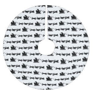 Kerstman met hondenslee in de Arctic Lino Print Kerstboom Rok