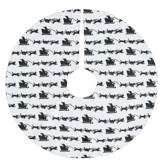 Kerstman met hondenslee in de Arctic Lino Print Kerstboom Rok (Voorkant)