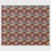 Kerstman met Ierse Rood Setter Kerstkunst Cadeaupapier (Vlak)