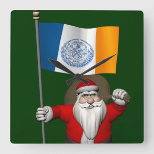 kerstman met intrede in New York Vierkante Klok