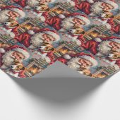 Kerstman met Jack Russell Kerst Kunst Cadeaupapier (Hoek)
