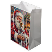 Kerstman met Jack Russell Kerstkunst Medium Cadeauzakje (Achterkant Gekanteld)