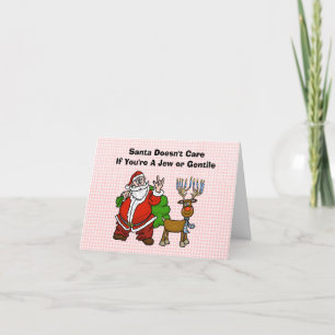 Kerstman met Joodse Rudolph Chrismukkah kaart