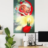  kerstman met kaars poster (Thuiskantoor)