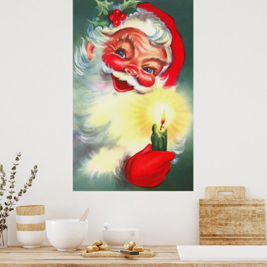  kerstman met kaars poster (Keuken)