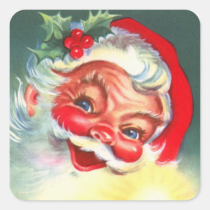 kerstman met kaars vierkante sticker