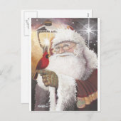 Kerstman met kardinaal feestdagenkaart (Voorkant / Achterkant)