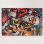 Kerstman met Keeshond Kerst Kunst Legpuzzel (Horizontaal)