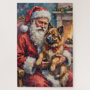 Kerstman met Keeshond Kerst Kunst Legpuzzel