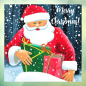 Kerstman met kerst in de sneeuw raamsticker (Vel 3)
