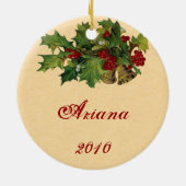 Kerstman met kerstangels rond een boom keramisch ornament (Achterkant)