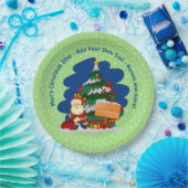 Kerstman met kerstboom 20xx Voeg tekst 9" toe Papieren Bordje (Feest)