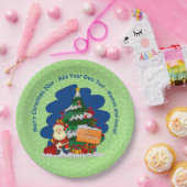 Kerstman met kerstboom 20xx Voeg tekst 9" toe Papieren Bordje (Feest)