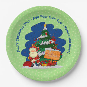 Kerstman met kerstboom 20xx Voeg tekst 9" toe Papieren Bordje