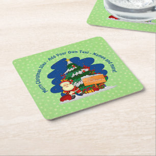 Kerstman met kerstboom 20xx voeg tekst toe kartonnen onderzetters