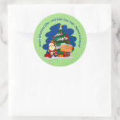 Kerstman met kerstboom 20xx voeg tekst toe ronde sticker (Tas)