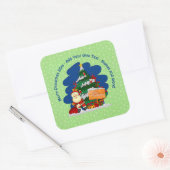 Kerstman met kerstboom 20xx voeg tekst toe vierkante sticker (Envelop)