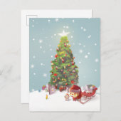 Kerstman met kerstboom aankondigingskaart (Voorkant / Achterkant)